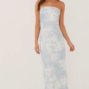 Peppermayo Strapless Blue and White Dress